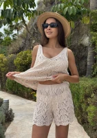 Calira - Openwork beige shorts