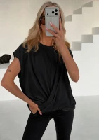 Noma - Black cotton draped oversize T-shirt