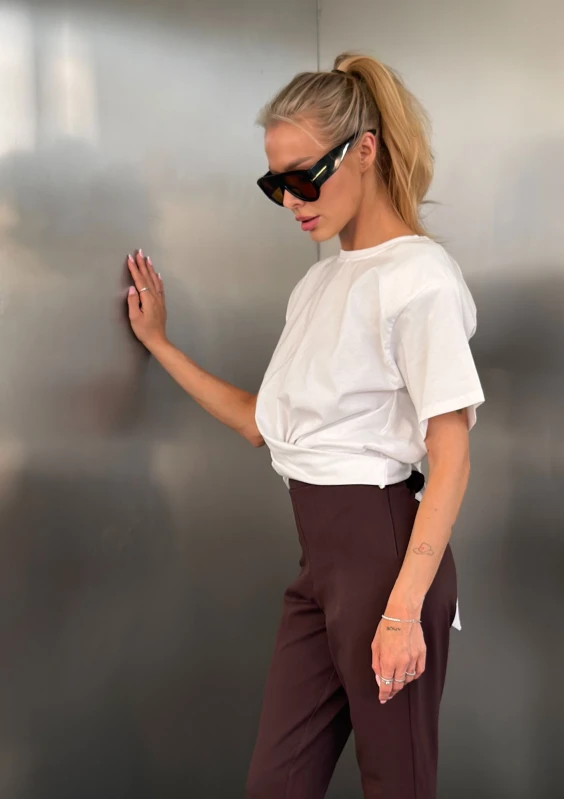 Vanta - White cotton back tied T-shirt