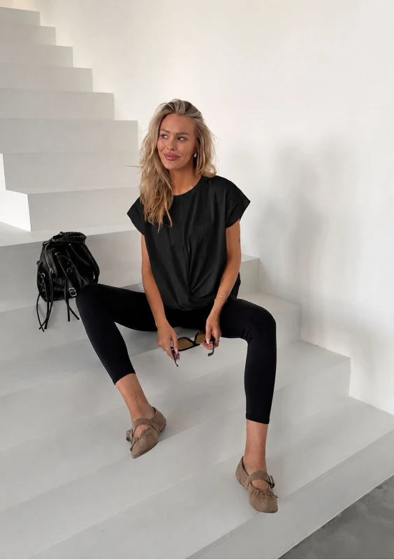Noma - Black cotton draped oversize T-shirt