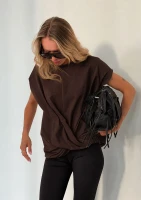 Noma - Brown cotton draped oversize T-shirt
