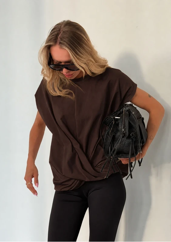 Noma - Brown cotton draped oversize T-shirt
