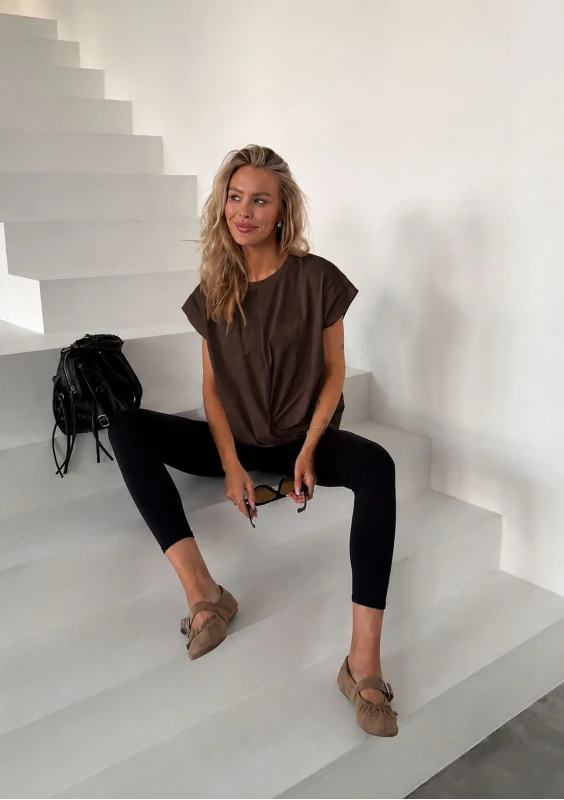 Noma - Brown cotton draped oversize T-shirt