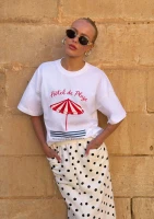 Axis - White oversized boxy T-shirt "Hotel de Plage"