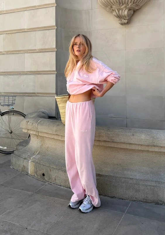 Lush - Pastel pink velvet sweatpants