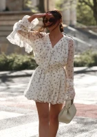 Camelia - Romantic frilled shirt Blue Flowers