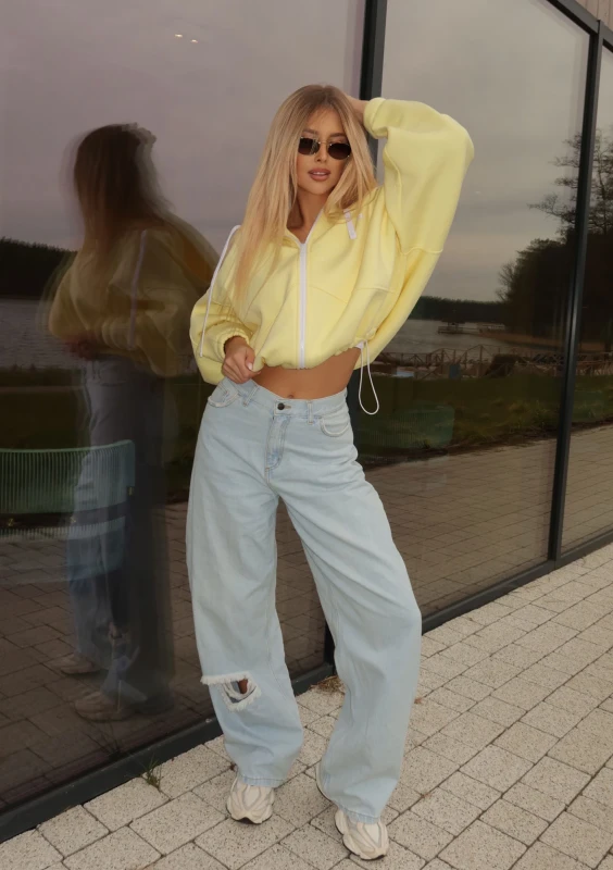 Lilo - Yellow oversized zip up jumper