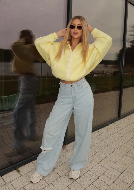 Lilo - Yellow oversized zip up jumper