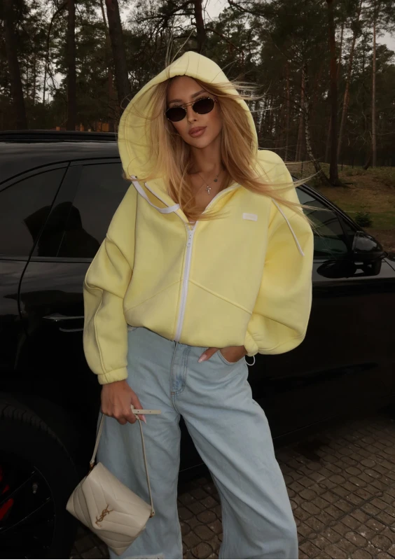 Lilo - Yellow oversized zip up jumper