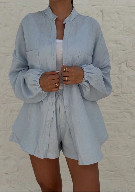 Palma - Light blue muslin oversize shirt