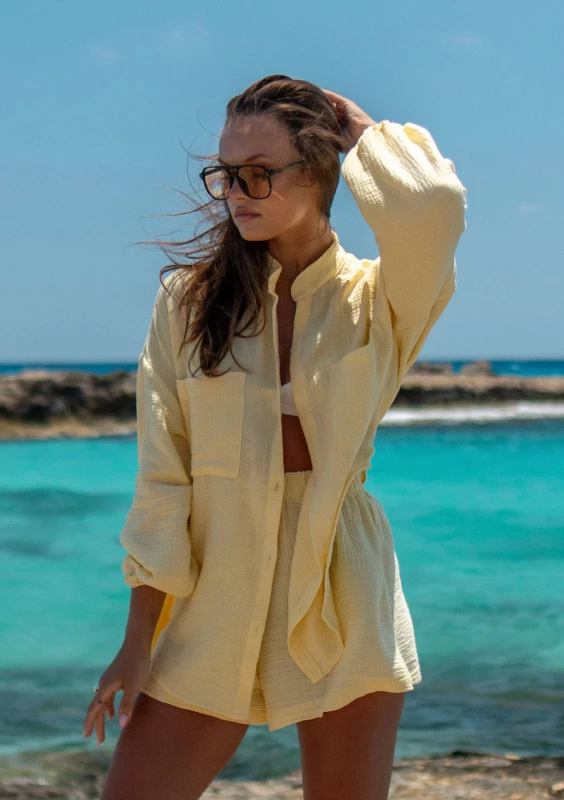 Palma - Yellow cotton shorts