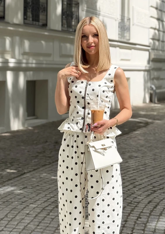 Dotti - White and black dotted top