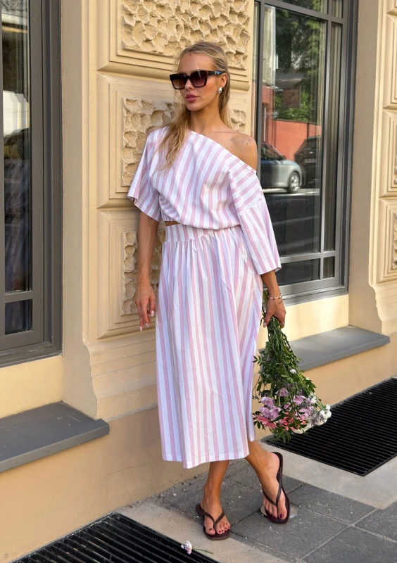 Lilli - Bawełniany top w pastelowe paski - Mosquito