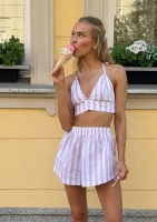 Lilli - Pastel pink striped cotton bra top