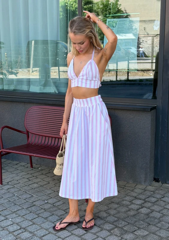 Lilli - Pastel pink striped cotton bra top