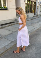 Lilli - Pastel pink striped cotton midi skirt