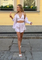 Lilli - Bawełniane szorty w paski Pastel Pink