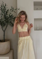 Lilli - Bawełniany bra top na ramiączkach w paski Yellow