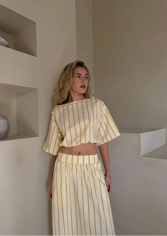 Lilli - Yellow striped cotton top