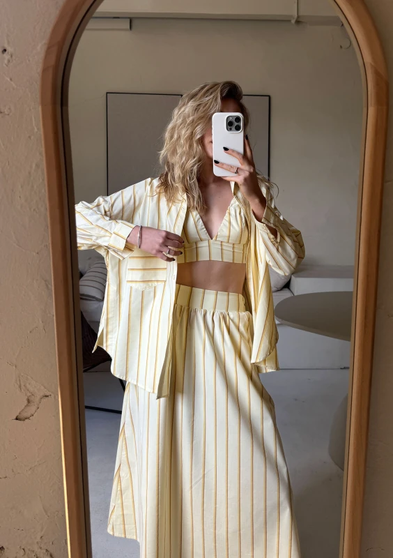 Lilli - Yellow striped cotton oversized shirt