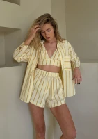 Lilli - Bawełniana koszula oversize w paski Yellow