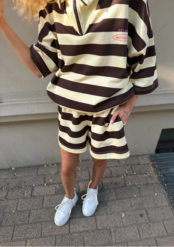 Levi - Banana yellow and brown striped shorts