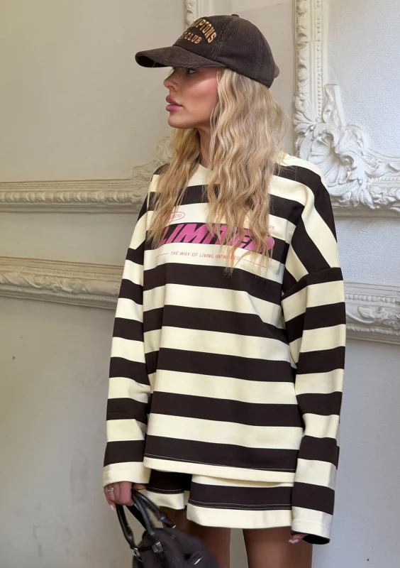 Abi - Banana yellow and brown striped jumper