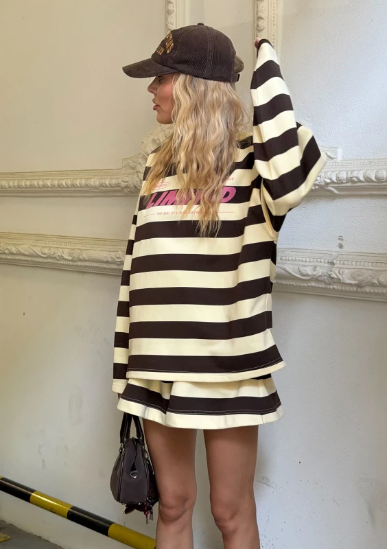 Abi - Banana yellow and brown striped jumper