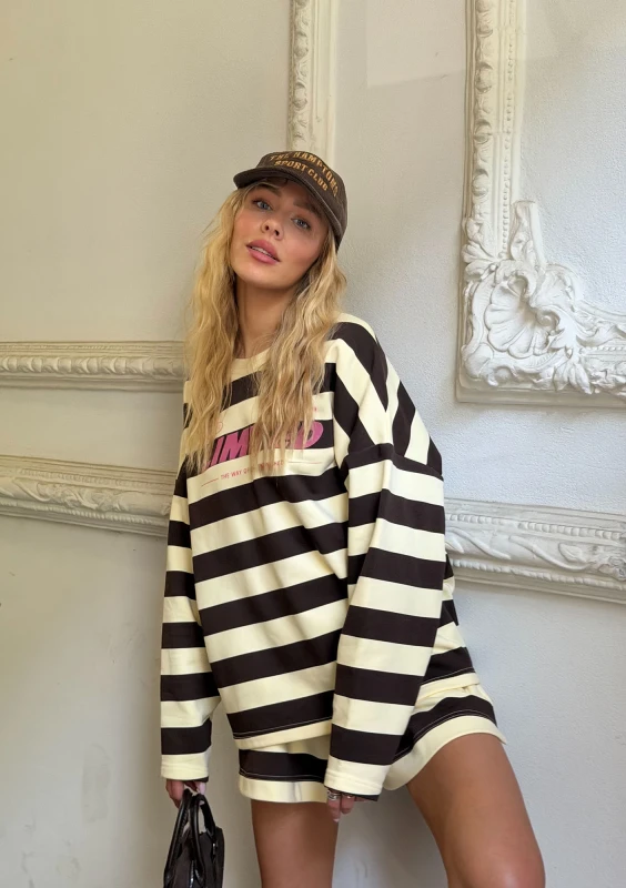 Abi - Banana yellow and brown striped jumper