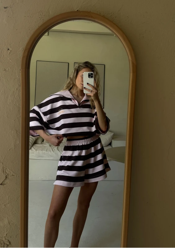Levi - Pastel pink and brown striped shorts