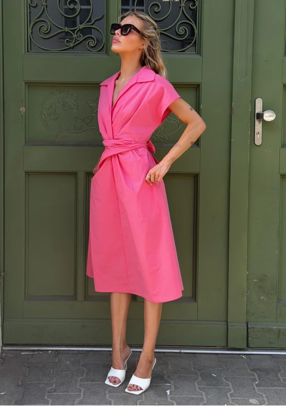 Giulia - Pink draped midi dress