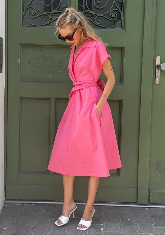 Giulia - Pink draped midi dress