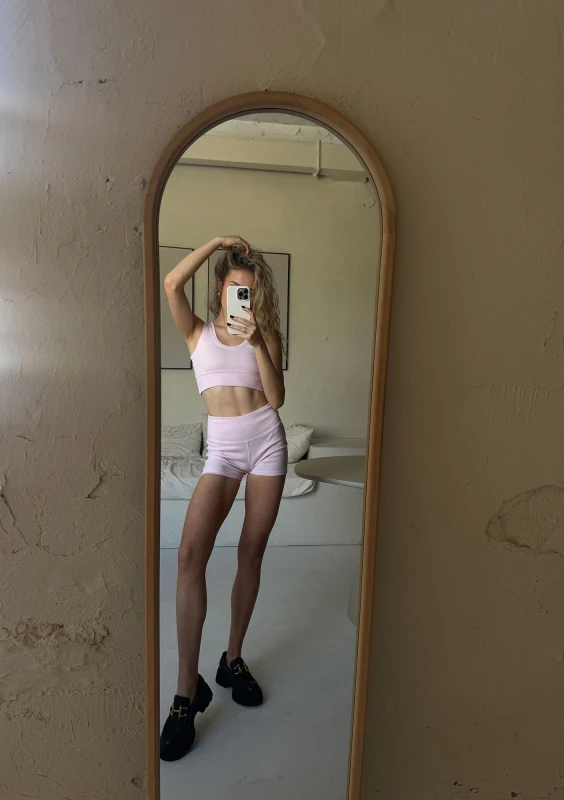 Line - Krótkie legginsy bawełniane Pastel Pink