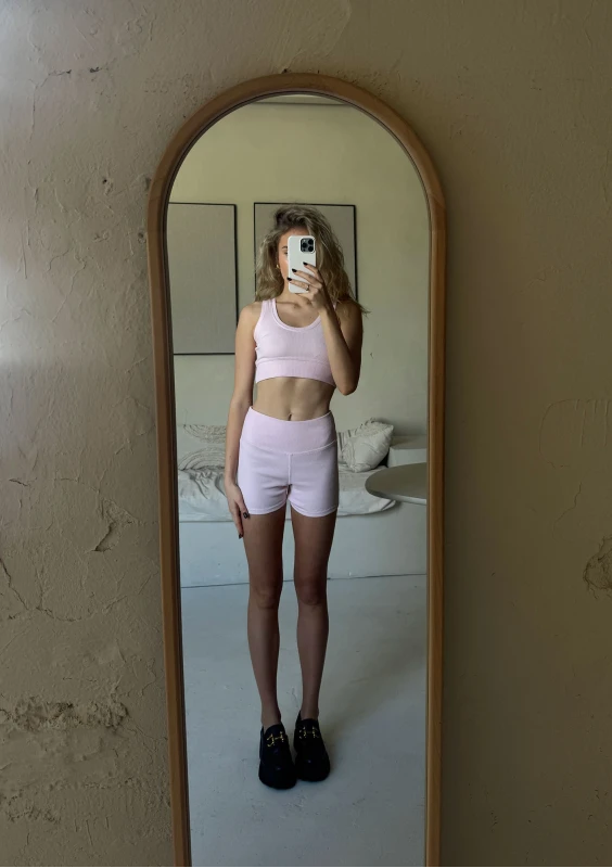 Line - Krótkie legginsy bawełniane Pastel Pink