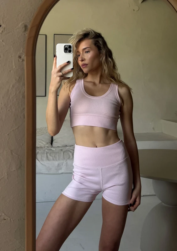 Line - Pastel pink cotton biker leggings