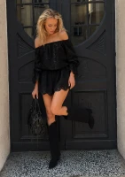 Siena - Letni kombinezon boho z haftowanej bawełny Czarny
