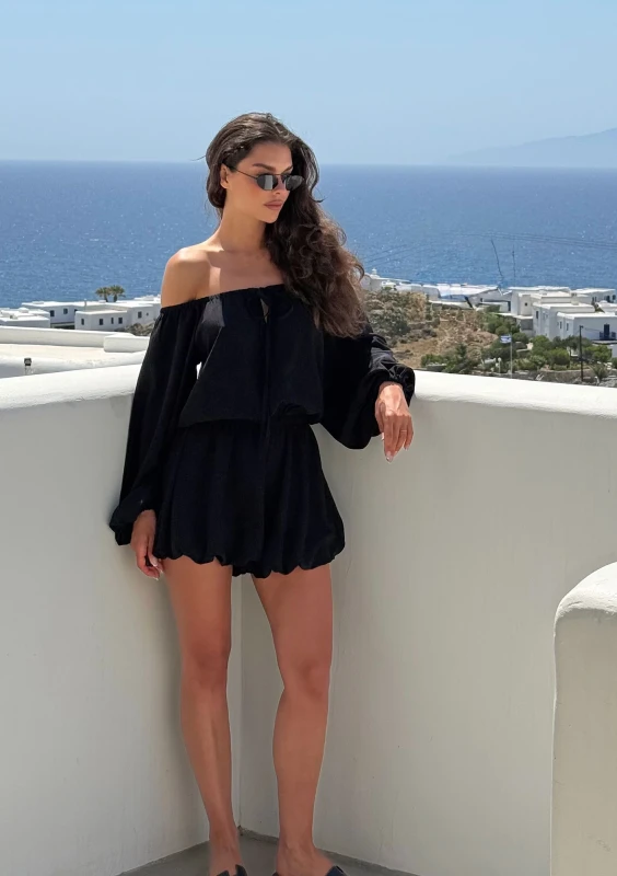 Celeste - Black mini jumpsuit