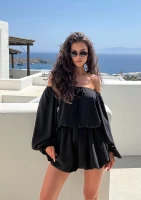 Celeste - Letni kombinezon z szortami typu bubble Czarny