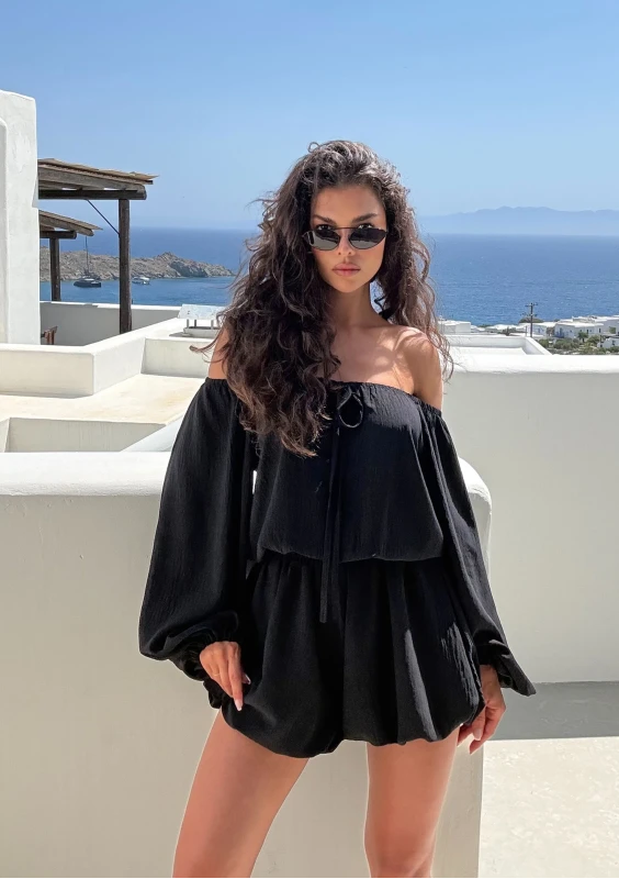 Celeste - Black mini jumpsuit