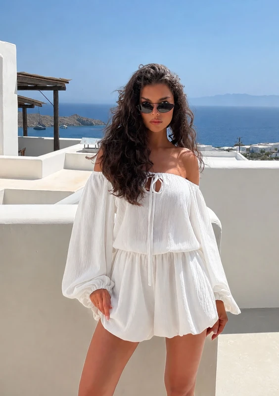 Celeste - White mini jumpsuit