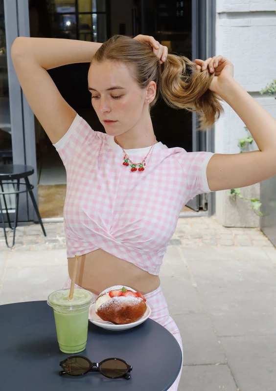 Alpha Short - Top w kratkę Vichy Pastel Pink