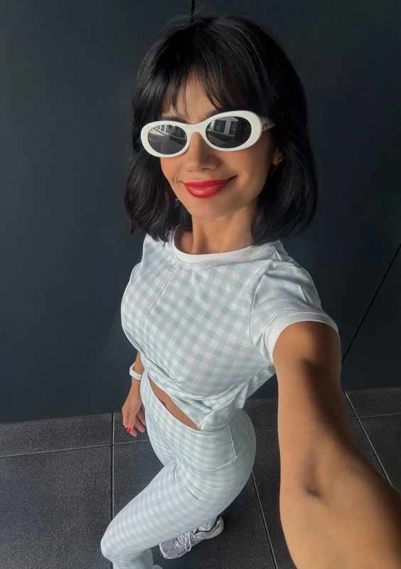 Alpha Short - Baby blue Vichy checkered top