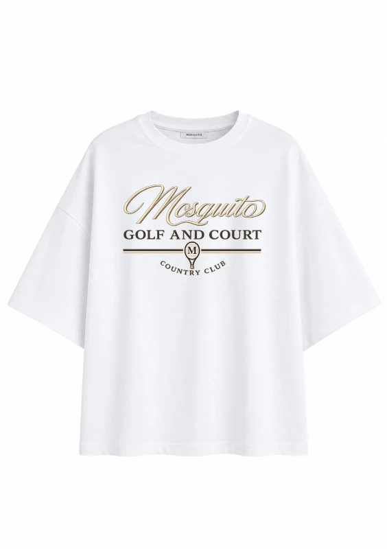 Ace - Koszulka oversize "Golf and Court" Biała