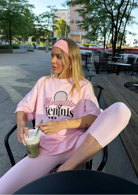 Ace - Pink oversized T-shirt "Tennis Club"