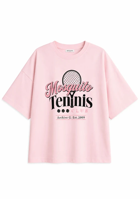 Ace - Koszulka oversize "Tennis Club" Różowa