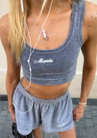 Lush - Grey melange velvet crop top