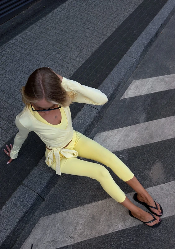 Hi Pure Capri - Żółte legginsy damskie sportowe fitness - Mosquito