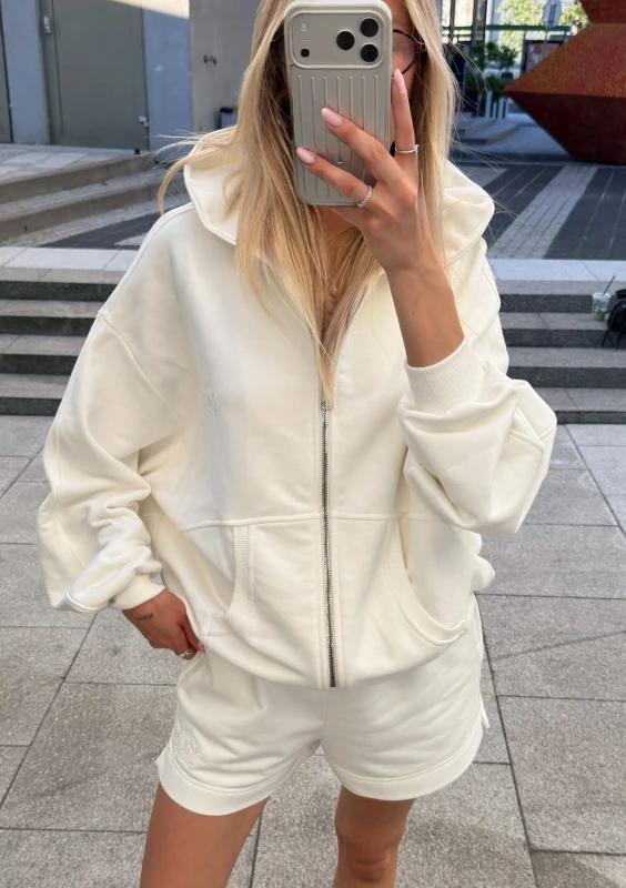 Easy - Rozpinana bluza z kapturem oversize Creamy