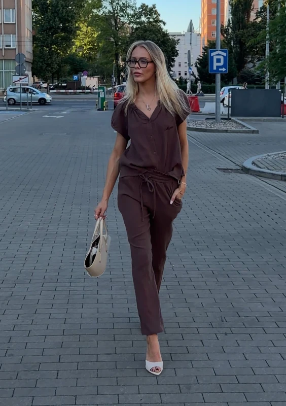 Aluri - Bluzka z muślinu Brązowa