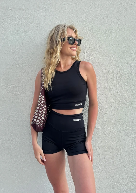 Tone - Krótkie czarne legginsy damskie fitness - Mosquito